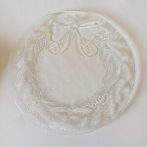 Pilgrim Glass Clear Glass Decorative Plate with Bow Design Christmas Serving